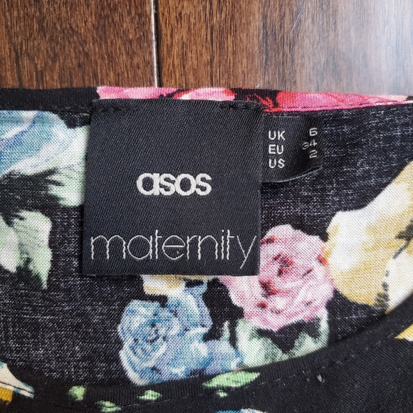 Maternity asos tank size 2 women's new with tags , black with colorful flowers - Picture 3 of 3